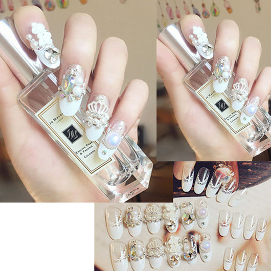 Uñas Postizas Decoradas con Lazo y Corona - Parches de Uñas Artísticas - Image 6