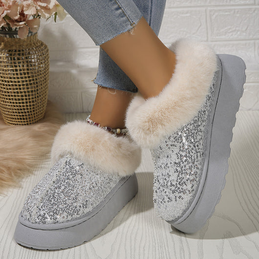 Pantuflas Invierno Mujer con Lentejuelas y Suela Gruesa Acolchada - Cálidas para Casa y Exterior - Image 19