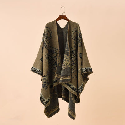 Poncho Cuadros Elegante para Viajes Invierno - Abrigo Cálido y Sofisticado - Image 68