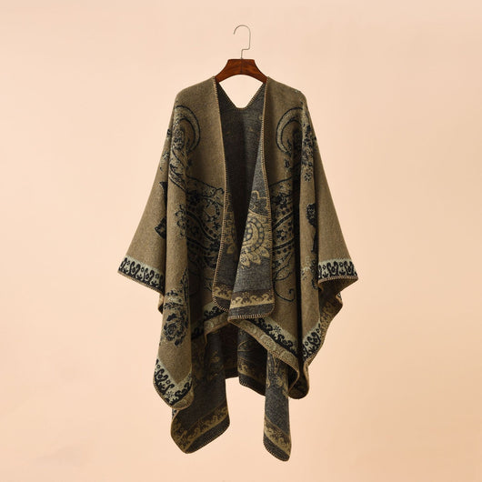 Poncho Cuadros Elegante para Viajes Invierno - Abrigo Cálido y Sofisticado - Image 68