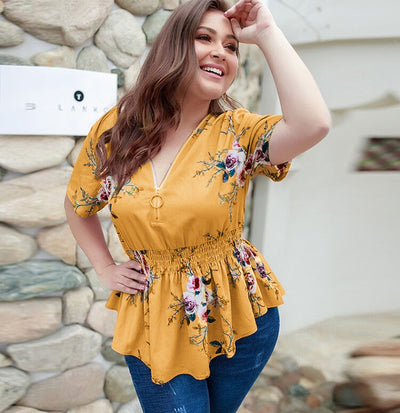 Blusa Estampada Escote V Talla Grande - Image 11
