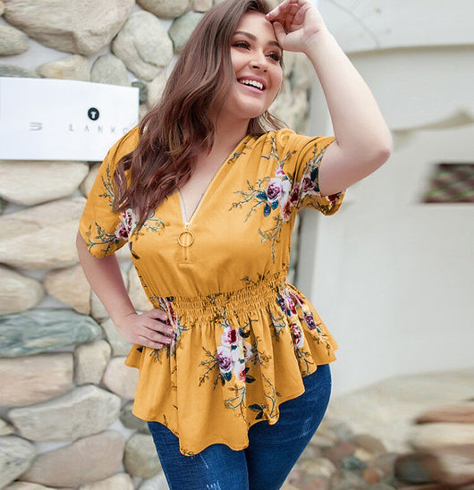 Blusa Estampada Escote V Talla Grande - Image 11