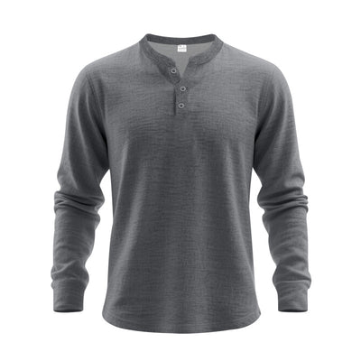 Camisa Henley Holgada de Manga Larga para Hombre - Image 12