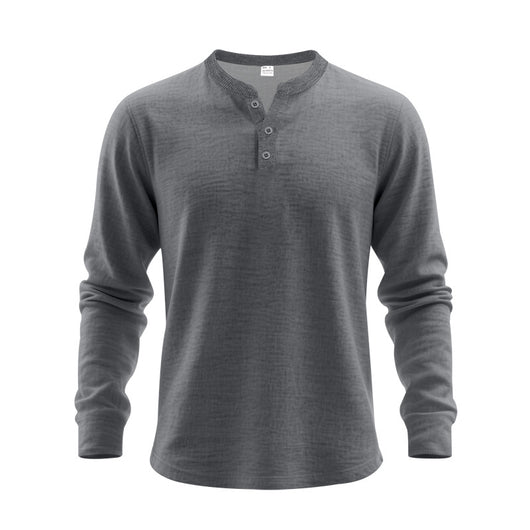 Camisa Henley Holgada de Manga Larga para Hombre - Image 12