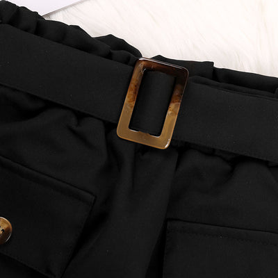 Conjunto de Camisa Manga Larga y Shorts de Algodón Negro - Image 18
