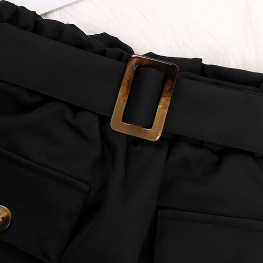 Conjunto de Camisa Manga Larga y Shorts de Algodón Negro - Image 18