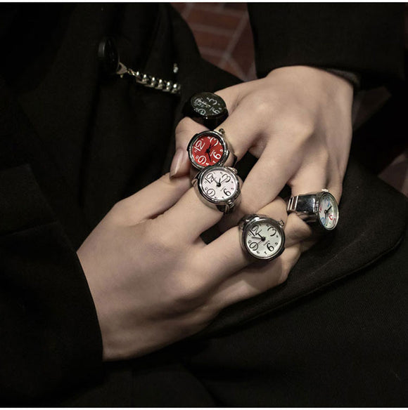 Anillo Reloj Unisex Caja de Aleación Plateada