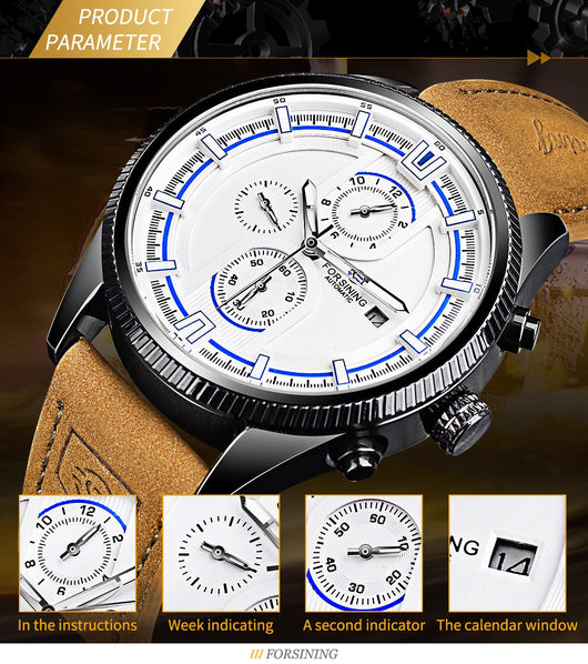 Reloj Automático Deportivo para Hombre con Correa de Cuero - Image 26