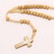 Religious Wood Necklace, Wooden Cross, Christian Jewelry Beige