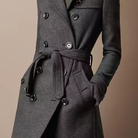 Abrigo de Lana Cruzado para Mujer - Estilo Casual Elegante