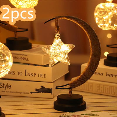 Lámpara Decorativa LED Luna con Ornamento de Hierro Forjado y Luz de Estrella - Image 10