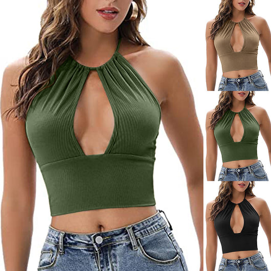 Top Halter Hueco Sexy para Mujer - Blusa Verano Elegante