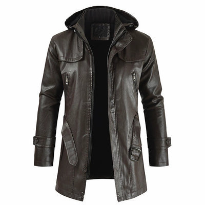 Abrigo de Cuero Largo para Hombre Talla Grande - Image 11