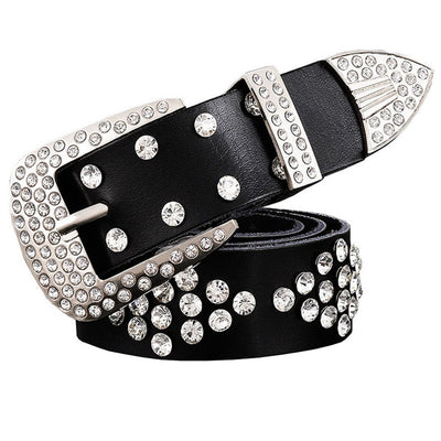 Cinturón de Cuero para Dama con Hebilla de Diamantes y Incrustaciones de Strass - Image 7