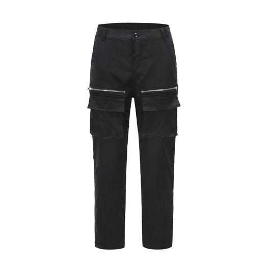 Pantalón Cargo Negro con Cremalleras y Bolsillos Múltiples - Estilo Hip-hop Urbano - Image 3