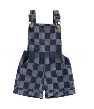 Pantalones Denim con Tirantes a Cuadros Unisex - Image 2