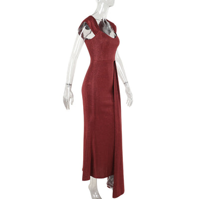 Vestido Largo Ajustado Brillante con Escote en V - Image 17