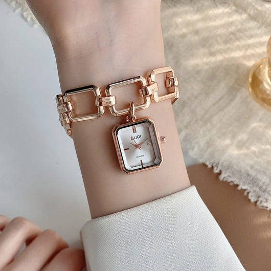 Reloj Cuadrado Elegante para Mujer con Dije y Pulsera Decorativa - Image 21