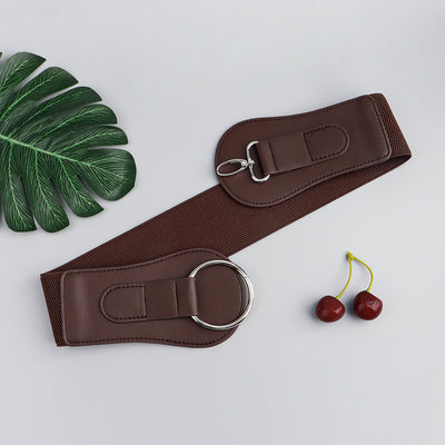 Cinturón Elástico PU Otoño Invierno para Mujer - Café y Negro Elegante - Image 40