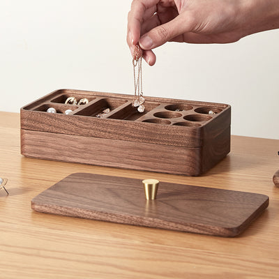 Caja de Almacenamiento Doble para Joyas de Nogal - Image 2