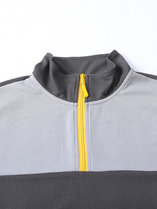 Suéter Deportivo Hombre Media Cremallera Bloques de Color Cuello Alto Manga Larga - Image 15