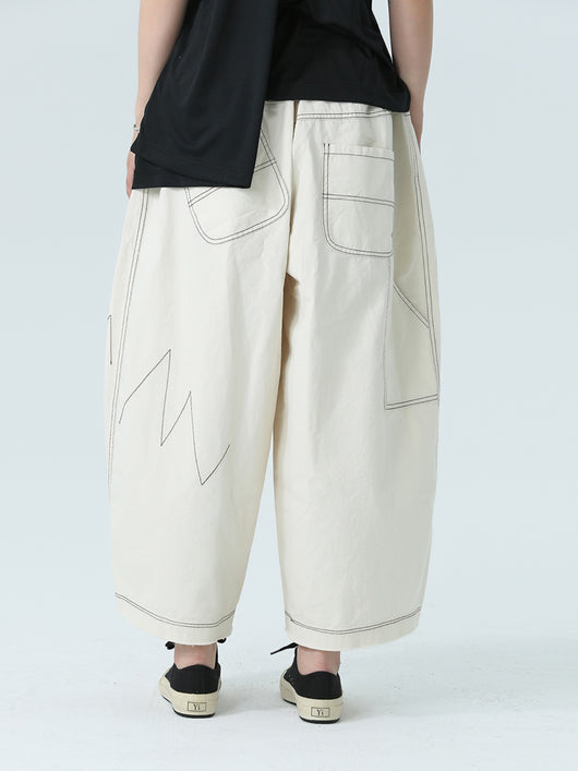 Pantalón Ancho Cropped con Líneas Artísticas Sueltas - Image 3