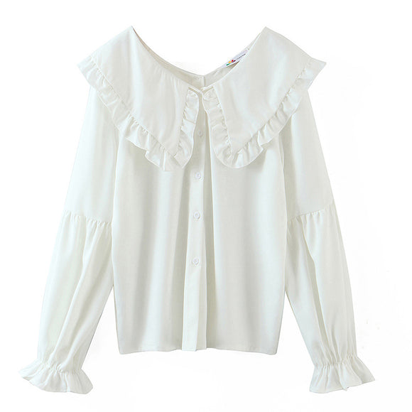 Camisa Talla Grande para Mujer con Encaje y Solapa Amplia