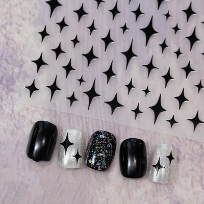 Stickers de Uñas Mariposa Rosa con Relieve Blanco y Negro - Image 40