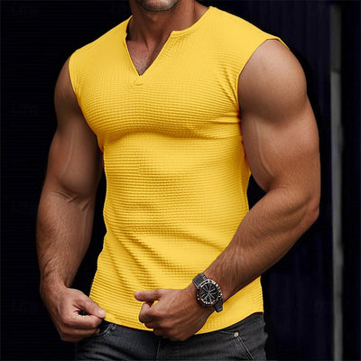 Camiseta sin Mangas Textura Waffle Colores Sólidos Hombre - Image 19