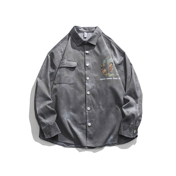 Chaqueta Camisa Casual Estampada Street Fashion Oversize