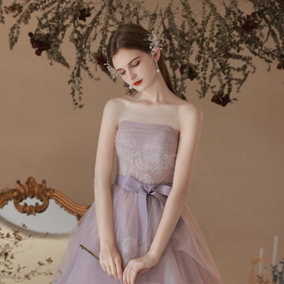Vestido Largo Escotado en Púrpura para Mujer - Image 5