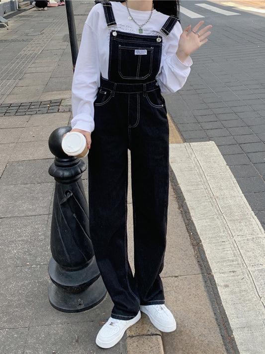 Pantalón Retro Cintura Alta Recto Negro Denim