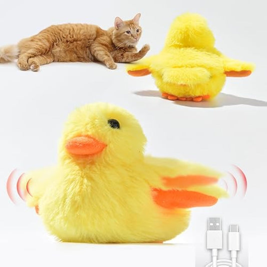 Juguete Interactivo para Gatos con Alas Batientes, Pato Recargable con Sonido