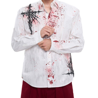 Camisa Acolchada Gothic Otoñal con Bordados en Hombros