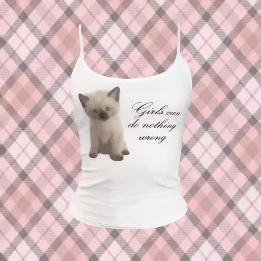 Chaleco Ajustado con Estampado de Gatos para Niña