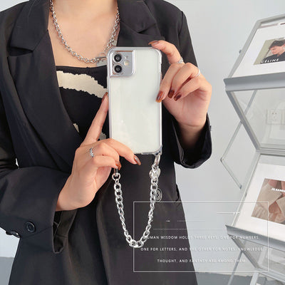 Funda Transparente para Celular con Cadena Plata - Diseño Minimalista Portátil - Image 5