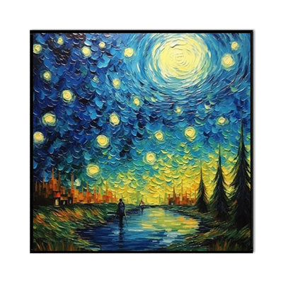 Cuadro Abstracto Cielo Estrellado - Pintura al Óleo Moderna Hecha a Mano para Sala de Estar - Image 5