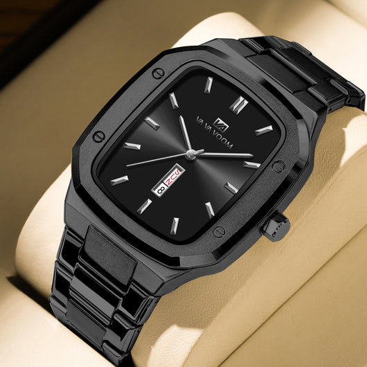 Reloj Ejecutivo Rectangular de Acero con Doble Calendario para Hombre - Image 3