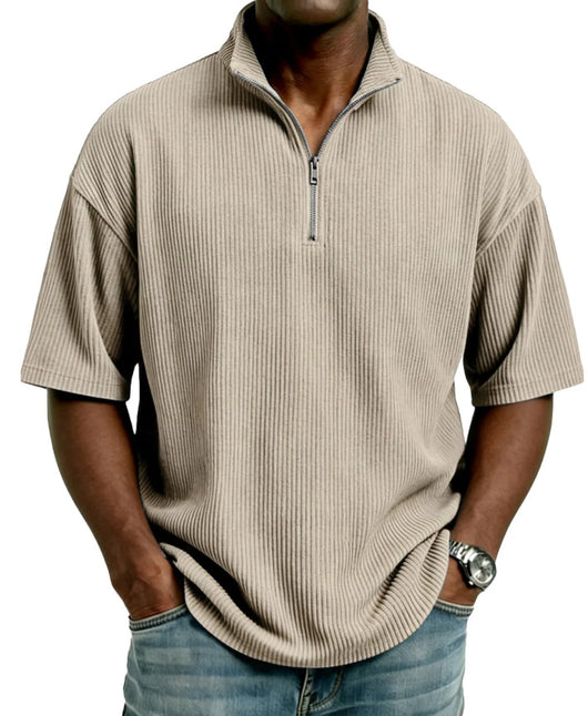 Playera Suelta de Tejido Waffle para Hombre - Comodidad de Verano - Image 12