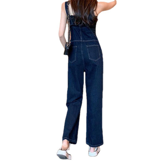 Overol Denim de Cintura Alta Minimalista para Mujer