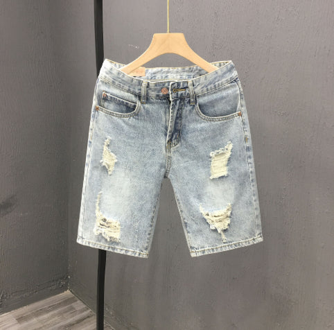 Pantalones Cortos Denim para Hombre con Roturas Desgarradas - Image 4