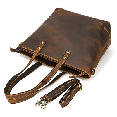 Bolso Tote de Cuero Crazy Horse Gran Capacidad - Image 40