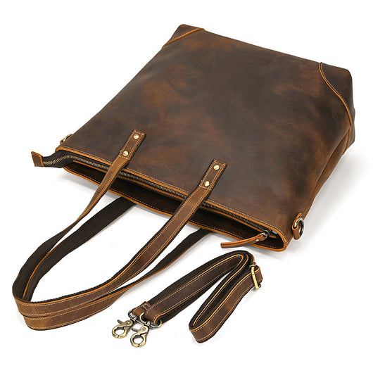 Bolso Tote de Cuero Crazy Horse Gran Capacidad - Image 40
