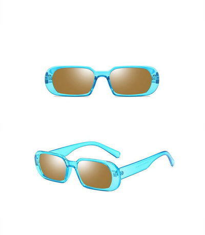 Black rectangular fashion sunglasses with dark lenses, featuring a thick frame and temples, angled on a white background. - Image 14