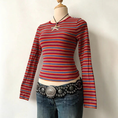 Blusa Rayada Multicolor para Primavera y Otoño