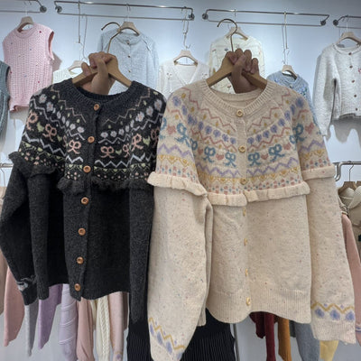 Cardigan Tejido con Moño - Diseño Retro Holgado para Otoño e Invierno - Image 8