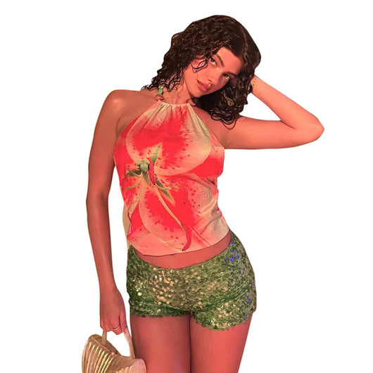 Top Halter Estampado sin Mangas y Espalda Descubierta - Image 5