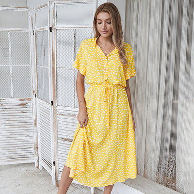 Blusa Vestido Corto con Cuello Camisero y Estampado de Lunares - Image 21