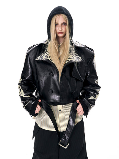 Chaqueta de Cuero PU Corta con Lentejuelas para Hombre - Estilo Elegante - Image 5