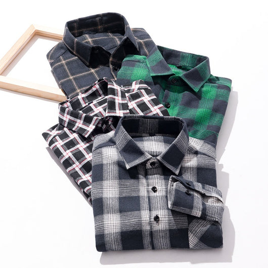 Camisa Casual de Cuadros con Textura Brushed para Hombre